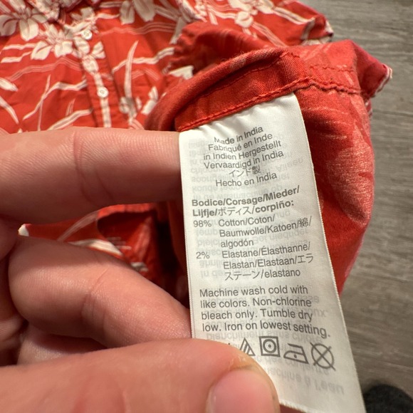 J Crew Shirt Youth Small Floral Red Costal Boys Short Sleeve Button‎ Up Cotton - Picture 4 of 8